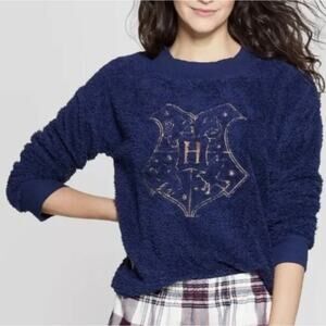 Harry Potter Crewneck Hogwarts Fuzzy Fleece Sweater Size XL Sleepwear PJ Casual